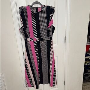Polka Dot and Stripe Pink & Black Dress